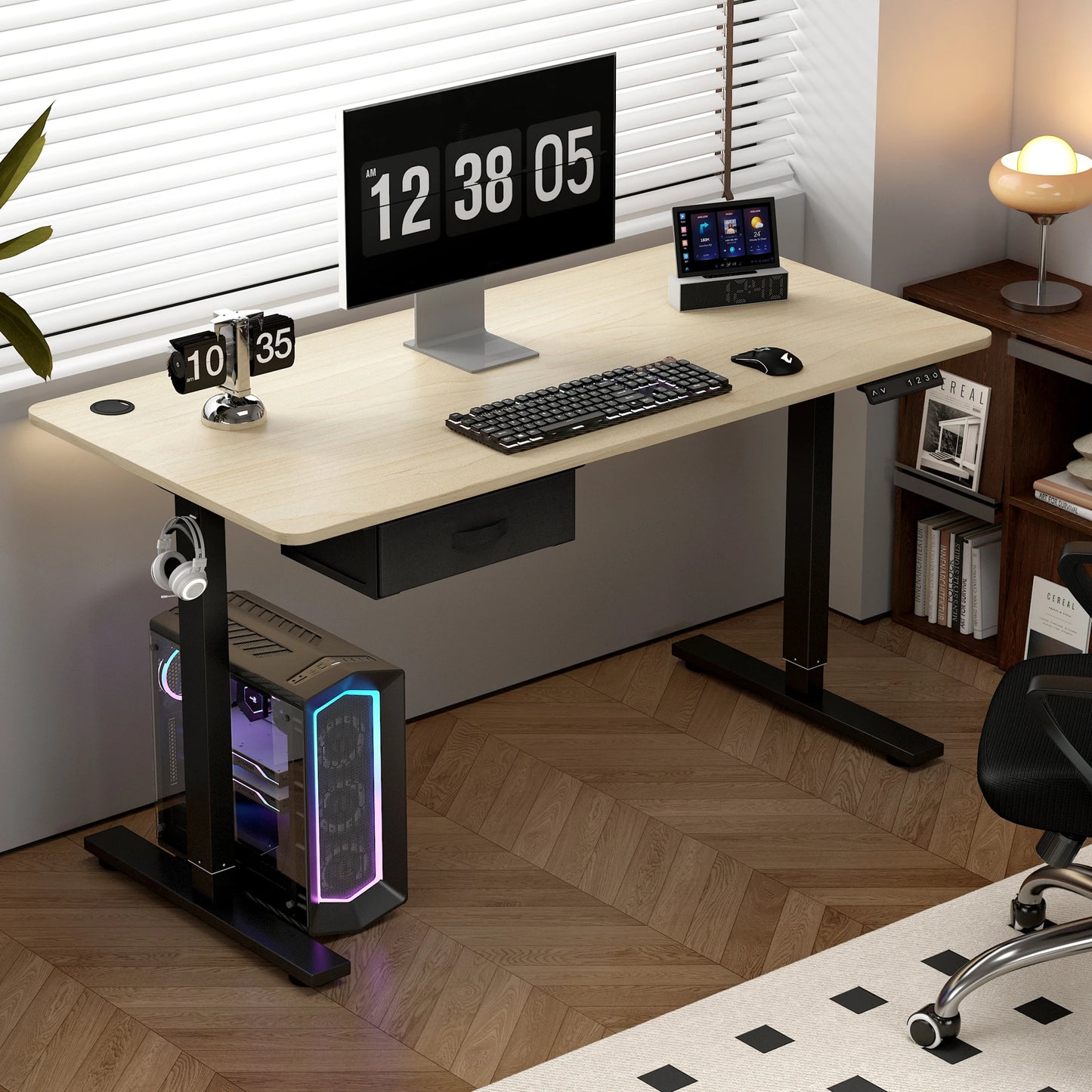 Electric Sit Stand Desk with USB & Drawer – 100cm