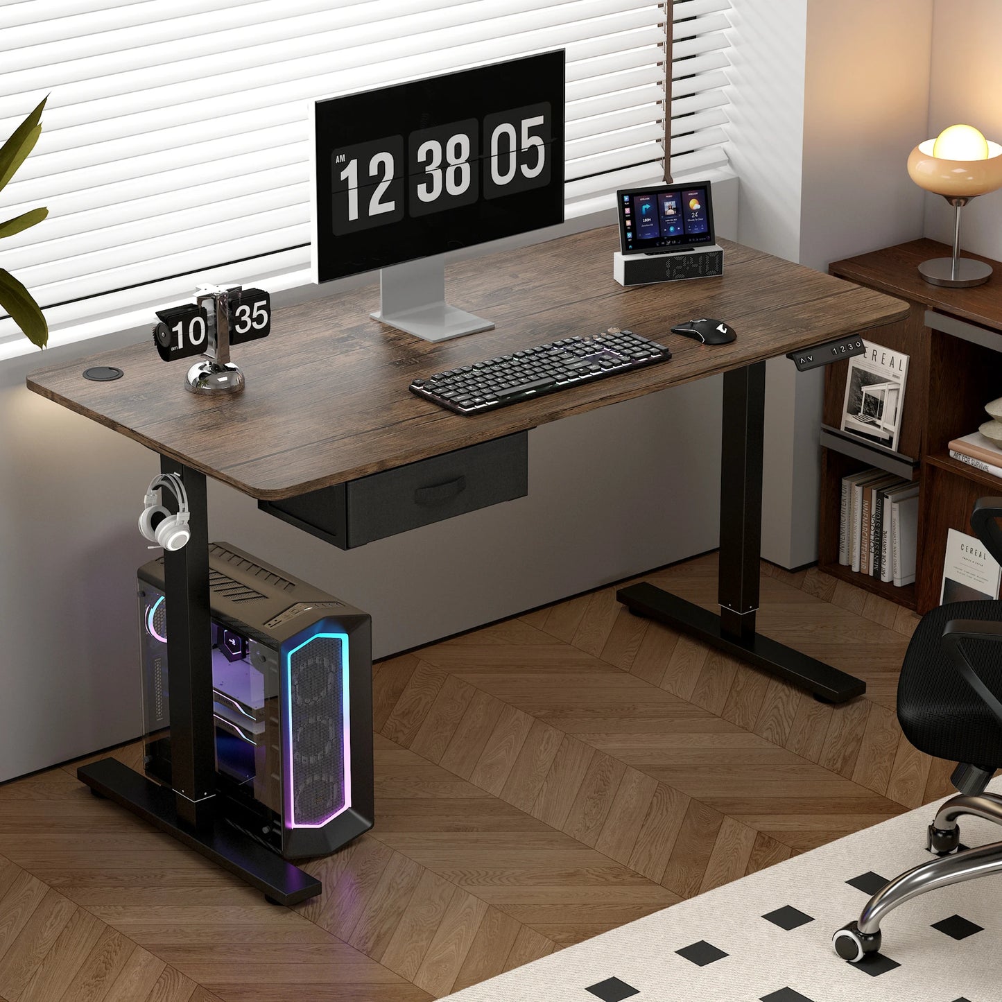 Electric Sit Stand Desk with USB & Drawer – 100cm