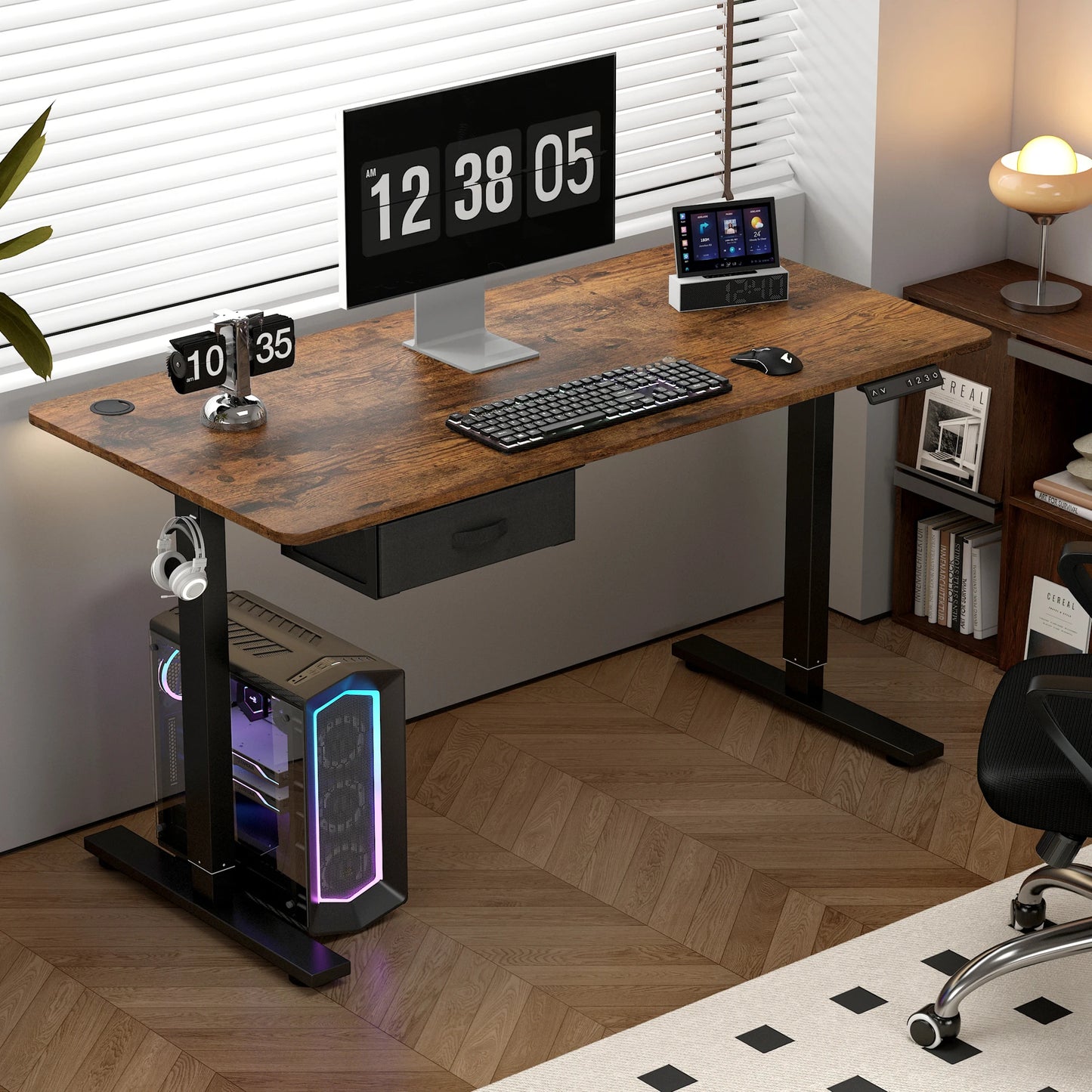 Electric Sit Stand Desk with USB & Drawer – 100cm