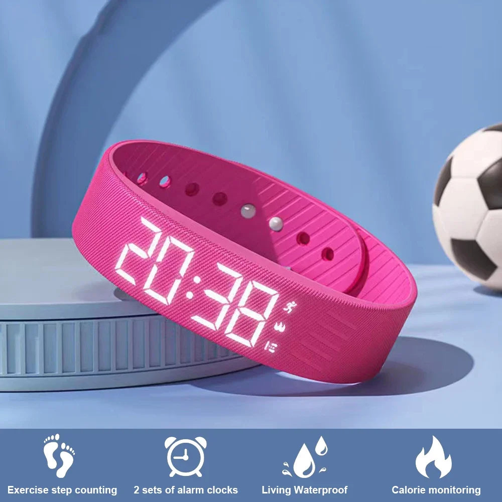 LED Smart Bracelet with Pedometer & Vibration Alarm