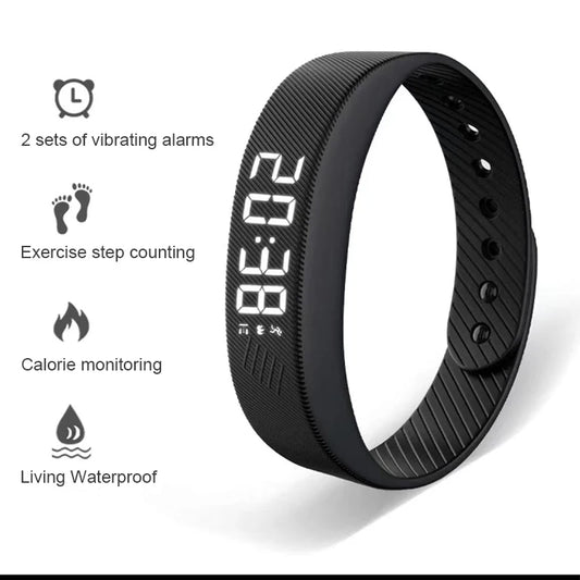 LED Smart Bracelet with Pedometer & Vibration Alarm