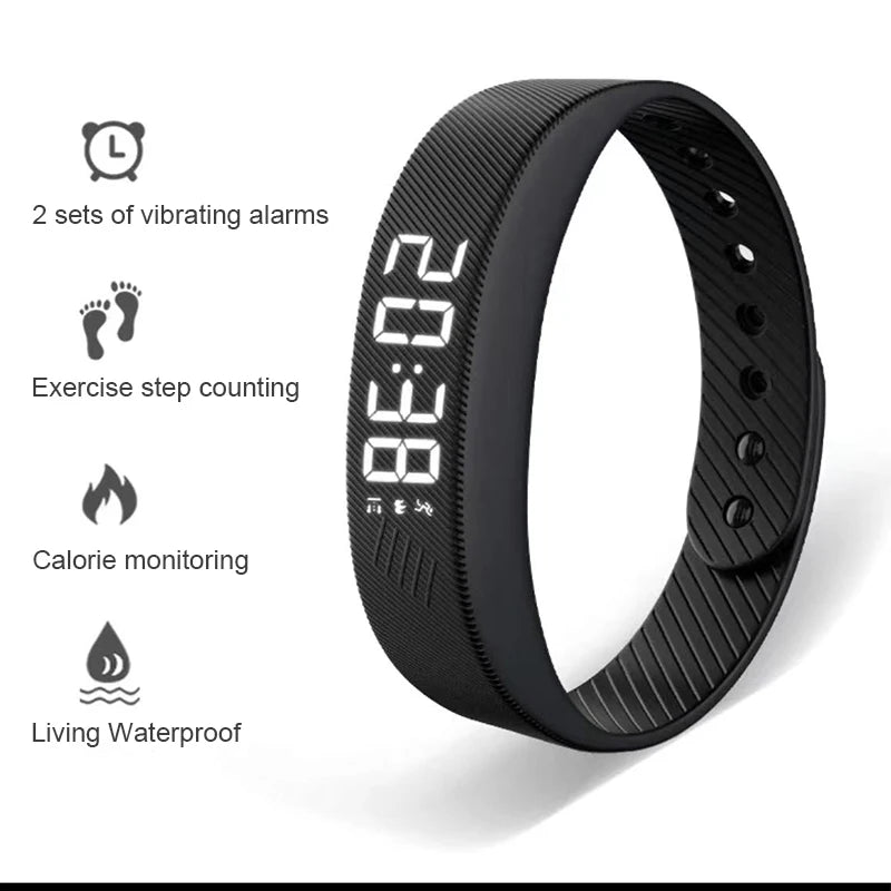 LED Smart Bracelet with Pedometer & Vibration Alarm