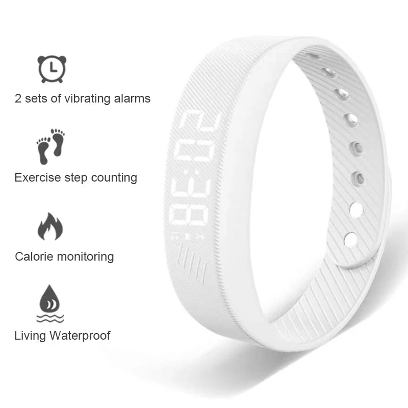LED Smart Bracelet with Pedometer & Vibration Alarm