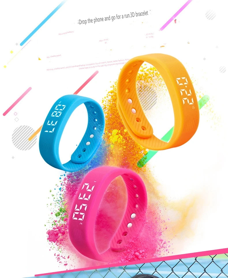 LED Smart Bracelet with Pedometer & Vibration Alarm